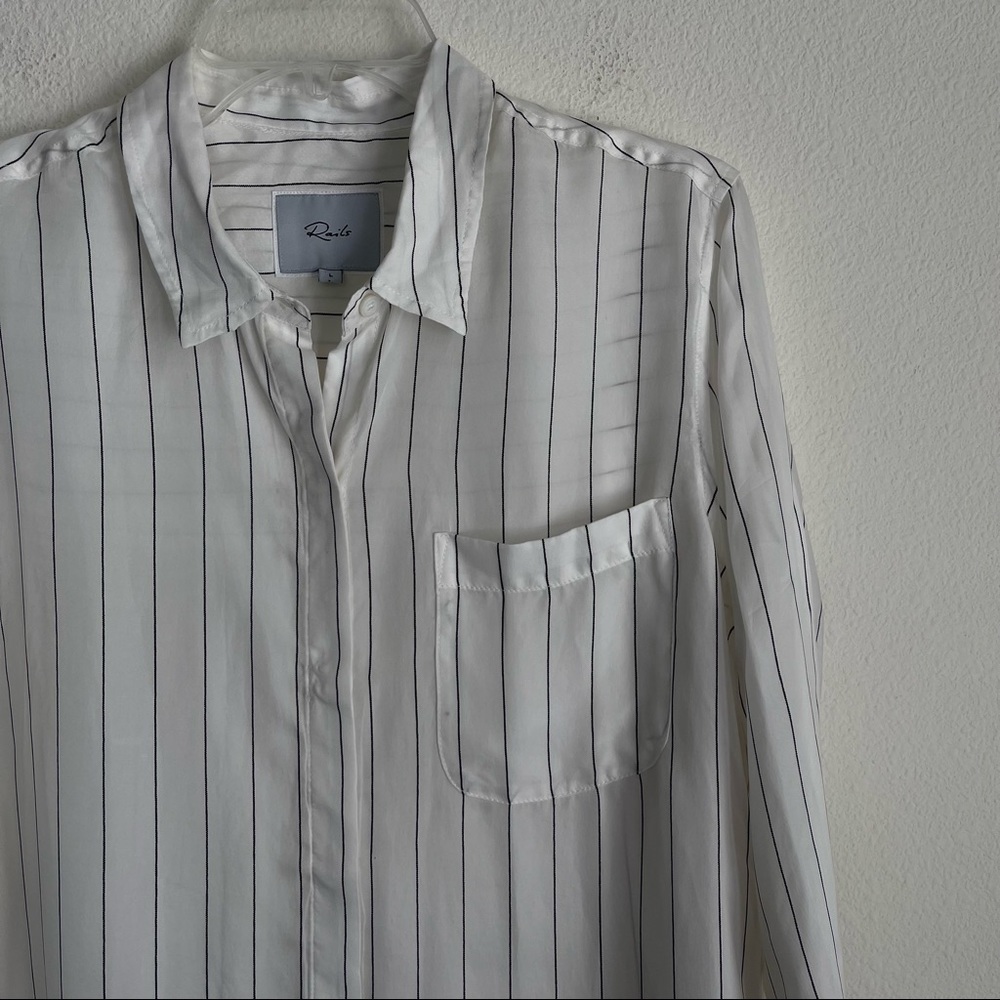 Rails Striped Cupro Button Down Long Sleeve Shirt - image 1